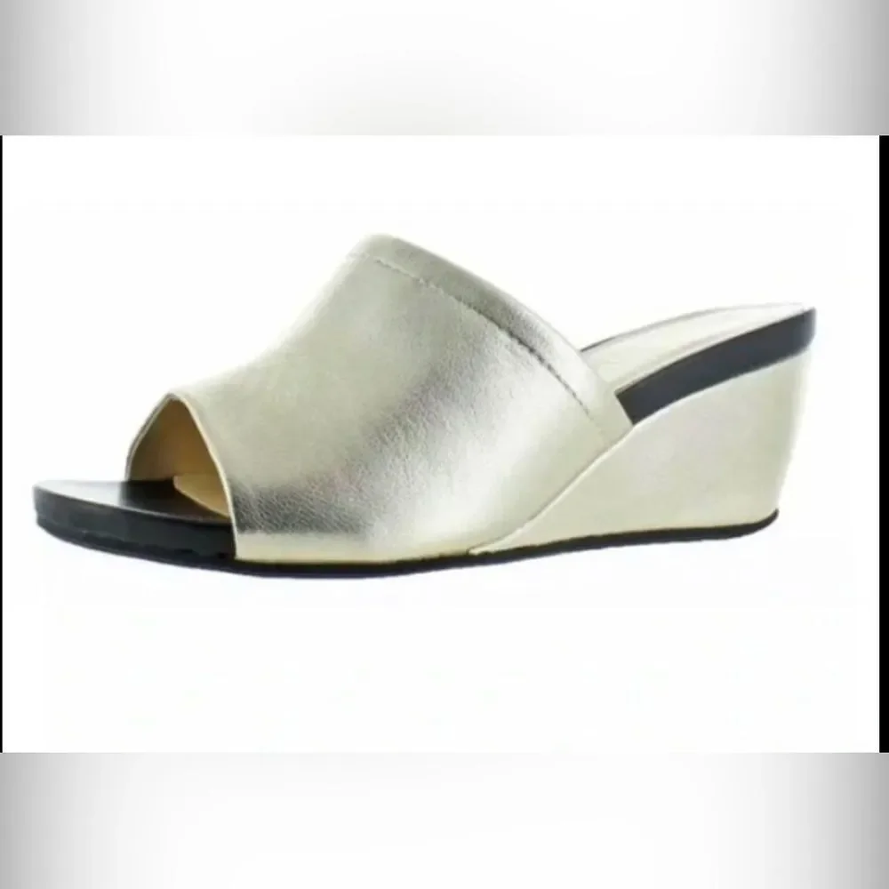*NEW* Sz 8.5W David Tate *Platinum* Lamb Buduoir Wedge Espadrilles Slides